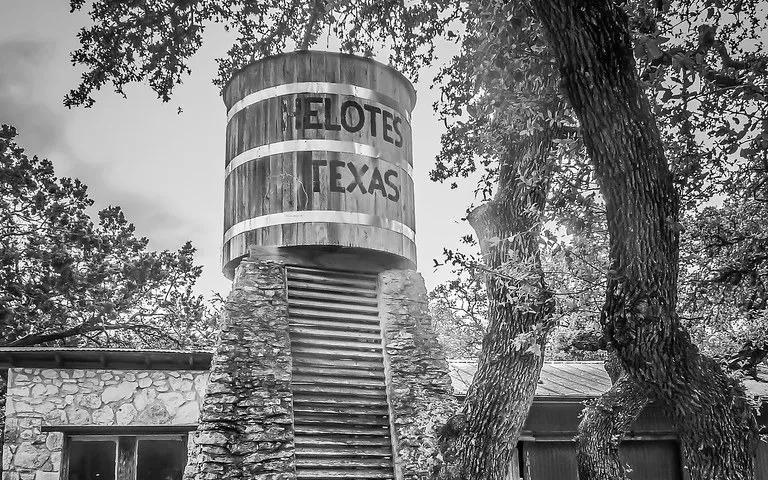 The Helotes water tower in Helotes, TX