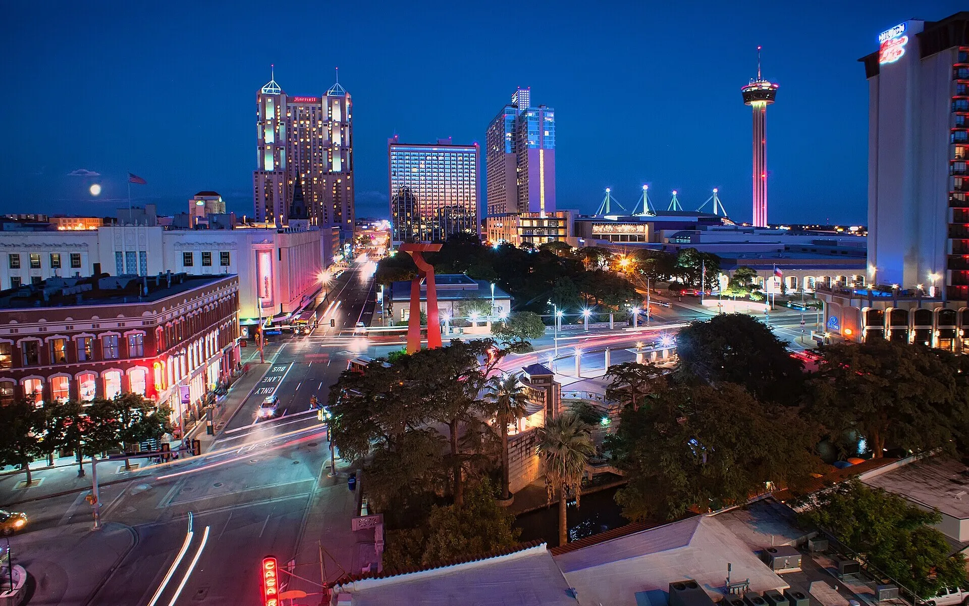 Downtown San Antonio at blue hour in San Antonio, TX